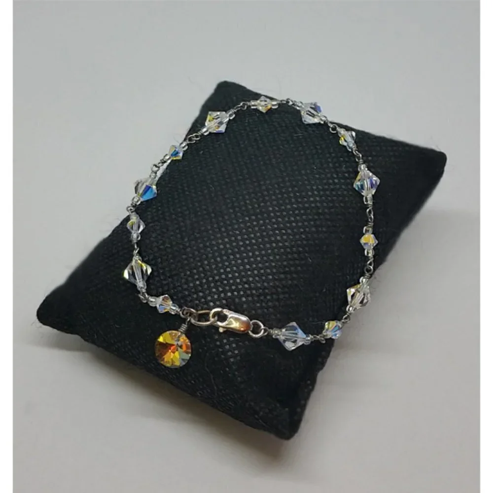 STERLING silver elegant bracelet with AB  Crystals Sparkle and Dazzle